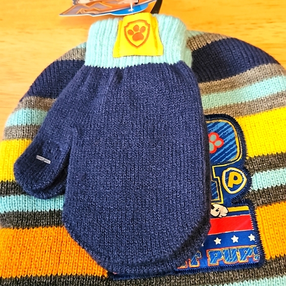 Paw Patrol Nickelodeon Boy's Hat & Mittens Set New - Picture 2 of 6